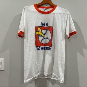 White and Orange Graphic T-Shirt